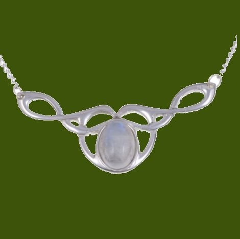 Image 0 of Celtic Bird Knotwork Rainbow Moonstone Design Stylish Pewter Necklace