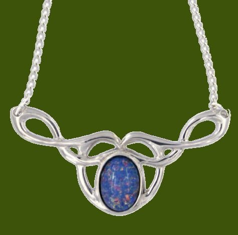 Image 0 of Celtic Bird Knotwork Opal Glass Stone Design Stylish Pewter Necklace