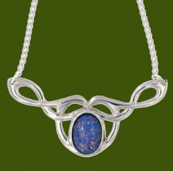 Celtic Bird Knotwork Opal Glass Stone Design Stylish Pewter Necklace