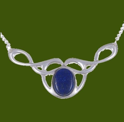 Image 0 of Celtic Bird Knotwork Lapis Lazuli Design Stylish Pewter Necklace