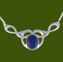 Celtic Bird Knotwork Lapis Lazuli Design Stylish Pewter Necklace