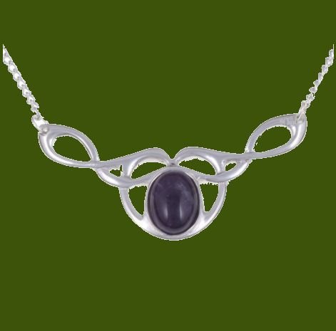 Image 0 of Celtic Bird Knotwork Amethyst Design Stylish Pewter Necklace