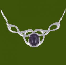 Celtic Bird Knotwork Amethyst Design Stylish Pewter Necklace