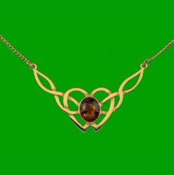 Celtic Knotwork Amber Design 9K Yellow Gold Necklace