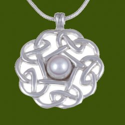 Celtic Knotwork Cultured Freshwater Pearl Stylish Pewter Pendant