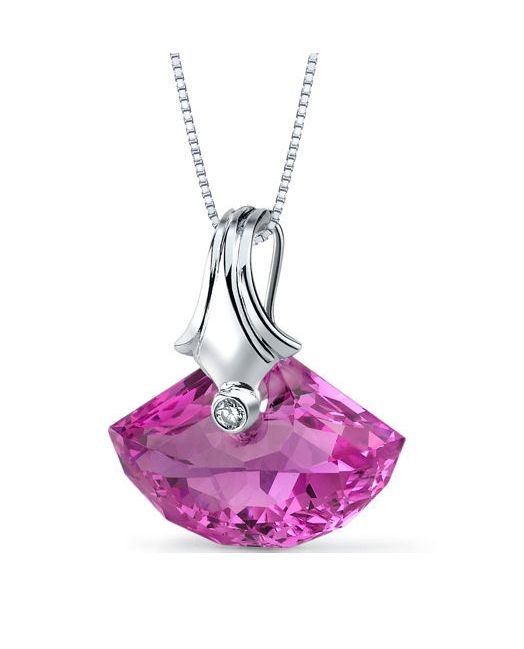 Image 1 of Pink Sapphire Shell Cut Cubic Zirconia Accent Sterling Silver Pendant