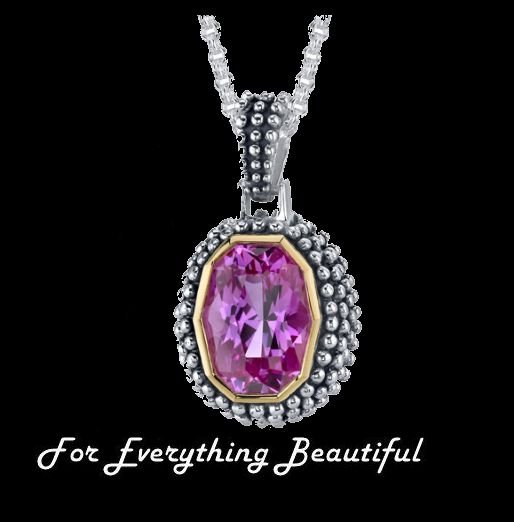 Image 0 of Pink Sapphire Barrel Cut Textured Detail Sterling Silver Pendant