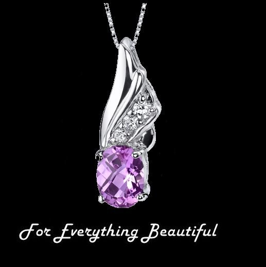 Image 0 of Pink Sapphire Oval Cut Cubic Zirconia Fancy Sterling Silver Pendant