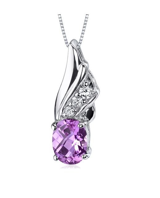 Image 1 of Pink Sapphire Oval Cut Cubic Zirconia Fancy Sterling Silver Pendant
