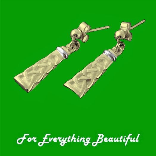 Image 0 of Celtic Tower Knotwork White Gold Detail 9K Yellow Gold Earrings