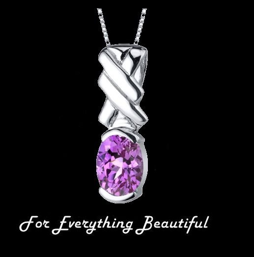 Image 0 of Pink Sapphire Oval Cut Braid Detail Sterling Silver Pendant