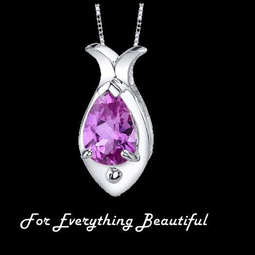 Image 0 of Pink Sapphire Pear Cut Fish Design Sterling Silver Pendant