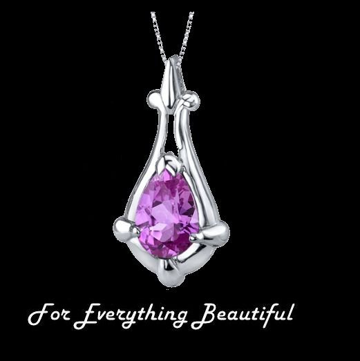 Image 0 of Pink Sapphire Pear Cut Fancy Design Sterling Silver Pendant
