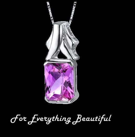 Image 0 of Pink Sapphire Radiant Cut Abstract Detail Sterling Silver Pendant