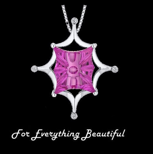 Image 0 of Pink Sapphire Butterfly Cut Star Cubic Zirconia Accent Sterling Silver Pendant