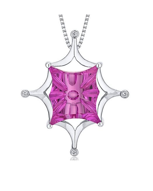 Image 1 of Pink Sapphire Butterfly Cut Star Cubic Zirconia Accent Sterling Silver Pendant