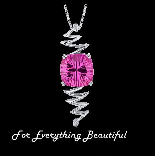 Image 0 of Pink Sapphire Cushion Cut Twist Cubic Zirconia Accent Sterling Silver Pendant