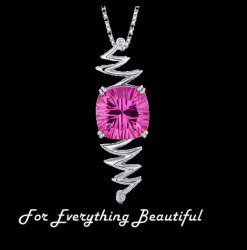 Pink Sapphire Cushion Cut Twist Cubic Zirconia Accent Sterling Silver Pendant