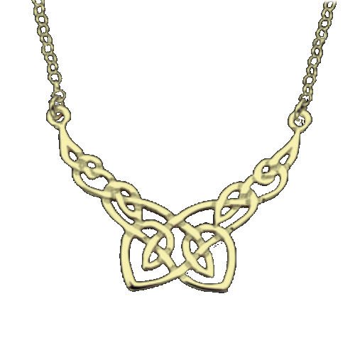 Image 1 of Celtic Leaf Knot Motif 9K Yellow Gold Necklet