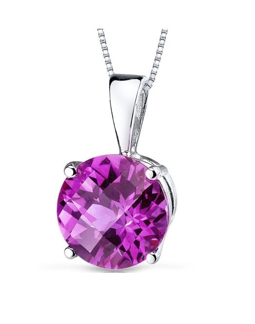 Image 1 of Pink Sapphire Round Cut 14K White Gold Pendant