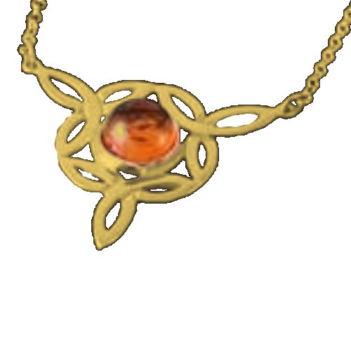 Image 1 of Celtic Knotwork Amber Trinity Knot Triangular 9K Yellow Gold Pendant
