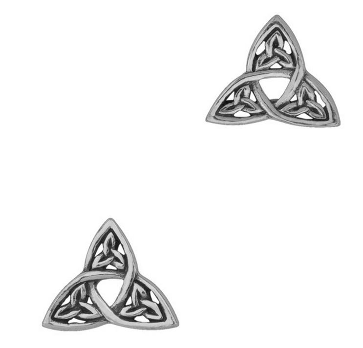 Image 1 of Celtic Triangular Knotwork Stud Sterling Silver Earrings