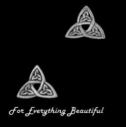 Celtic Triangular Knotwork Stud Sterling Silver Earrings