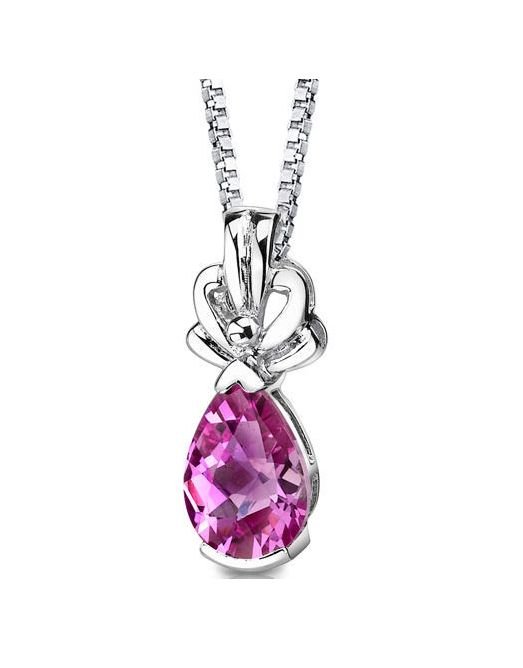 Image 1 of Pink Sapphire Pear Cut Fancy Accent Detail Sterling Silver Pendant