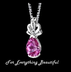 Pink Sapphire Pear Cut Fancy Accent Detail Sterling Silver Pendant