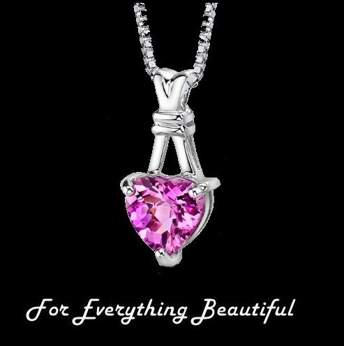 Image 0 of Pink Sapphire Heart Cut Modern Sterling Silver Pendant