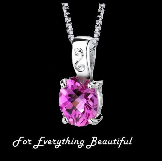 Image 0 of Pink Sapphire Oval Cut Simple Detail Sterling Silver Pendant