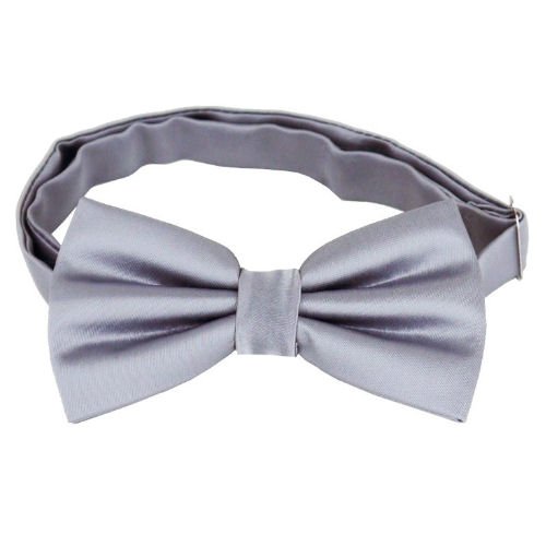 Image 1 of Medium Silver Grey Formal Groomsmen Groom Wedding Mens Neck Bow Tie 