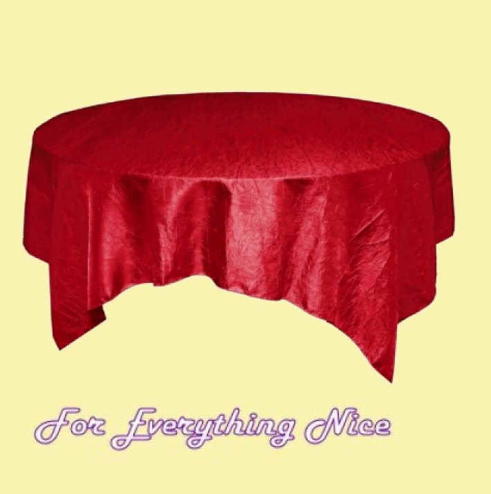 Image 0 of Scarlet Red Taffeta Crinkle Table Overlay Decorations 60 inches x 25