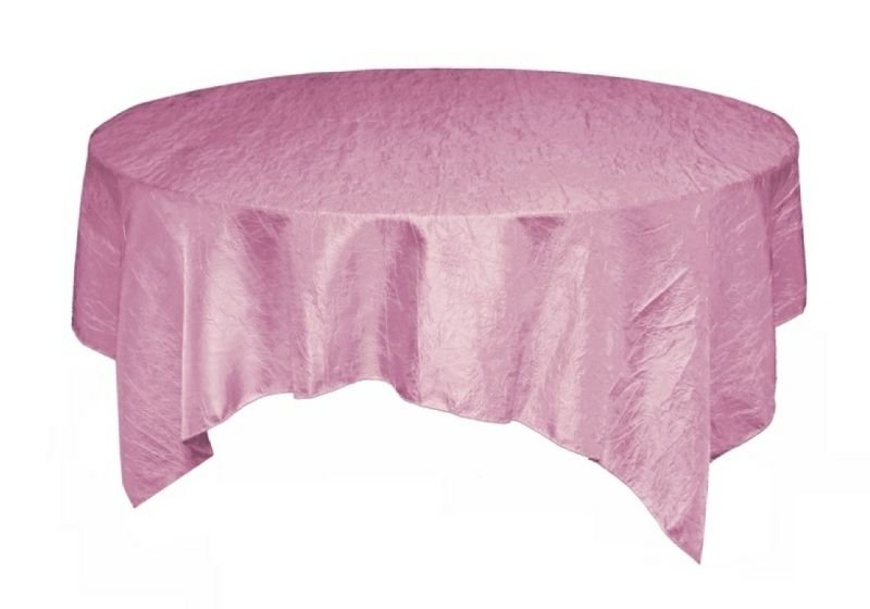 Image 1 of Candy Pink Taffeta Crinkle Table Overlay Decorations 72 inches x 1