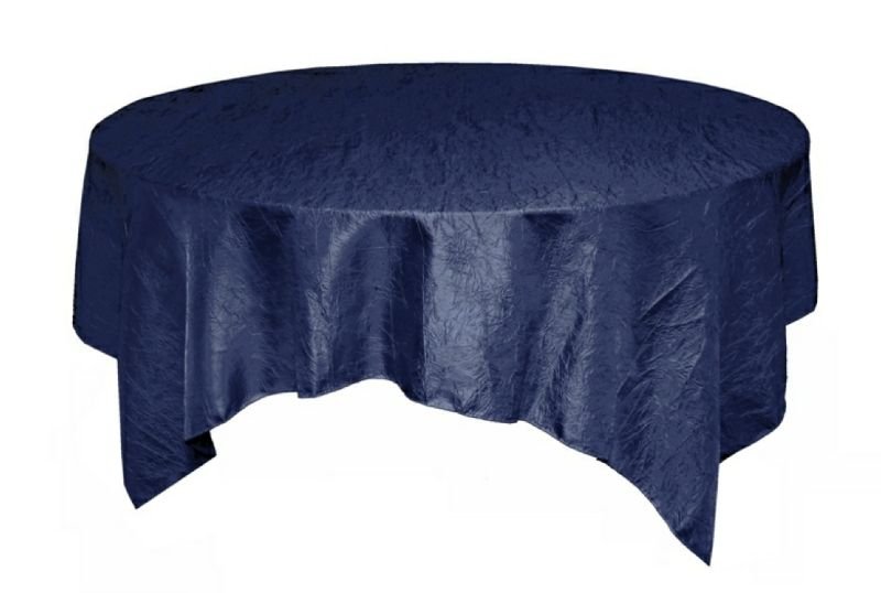 Image 1 of Navy Blue Taffeta Crinkle Table Overlay Decorations 72 inches x 25