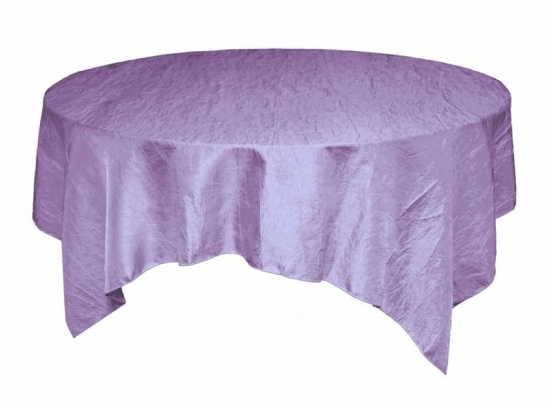 Image 1 of Lavender Purple Taffeta Crinkle Table Overlay Decorations 72 inches x 1