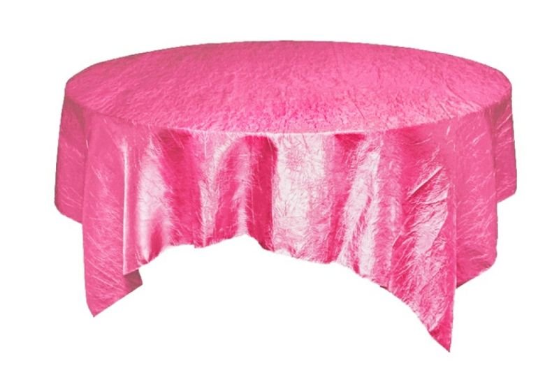 Image 0 of Fuchsia Pink Taffeta Crinkle Table Overlay Decorations 72 inches x 10