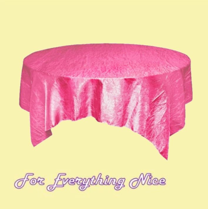 Image 1 of Fuchsia Pink Taffeta Crinkle Table Overlay Decorations 72 inches x 10
