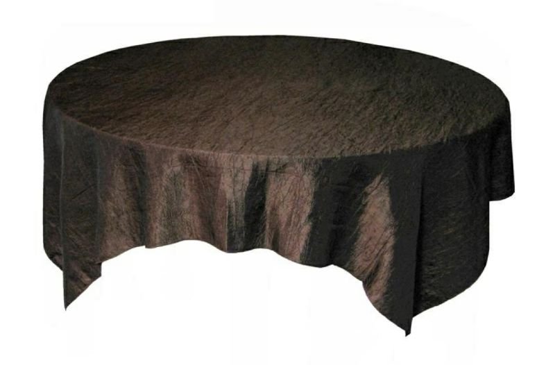 Image 1 of Chocolate Brown Taffeta Crinkle Table Overlay Decorations 72 inches x 25