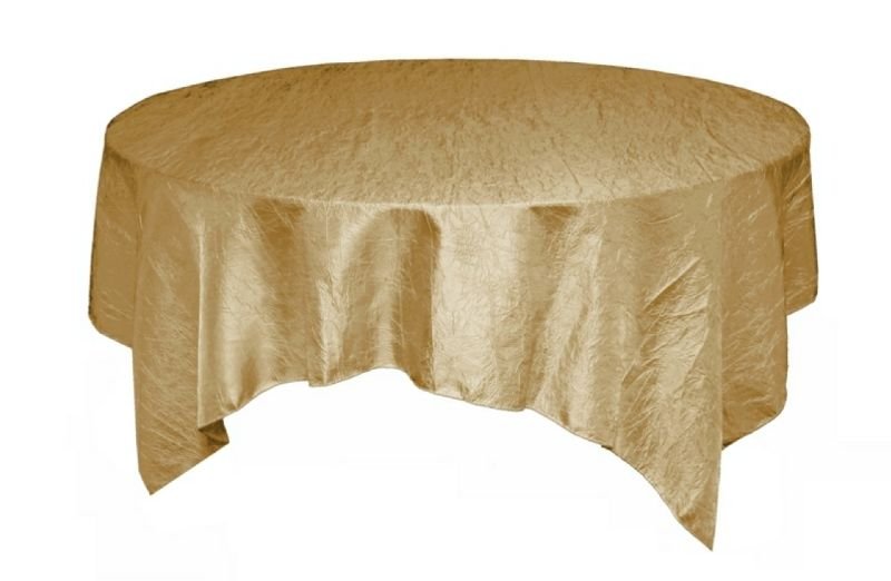 Image 1 of Champagne Taffeta Crinkle Table Overlay Decorations 72 inches x 25