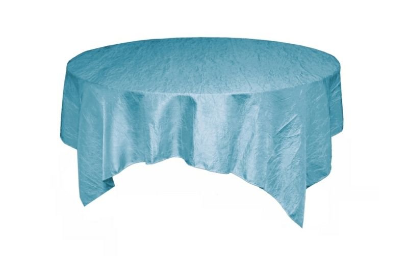 Image 1 of Baby Blue Taffeta Crinkle Table Overlay Decorations 72 inches x 10