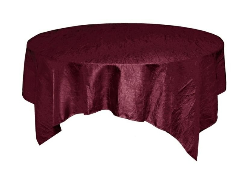 Image 1 of Burgundy Wine Taffeta Crinkle Table Overlay Decorations 72 inches x 25