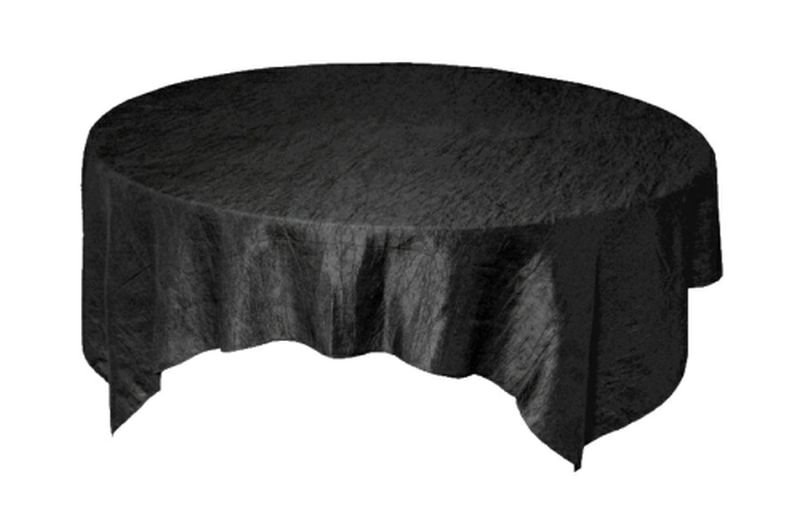 Image 1 of Black Taffeta Crinkle Table Overlay Decorations 72 inches x 5