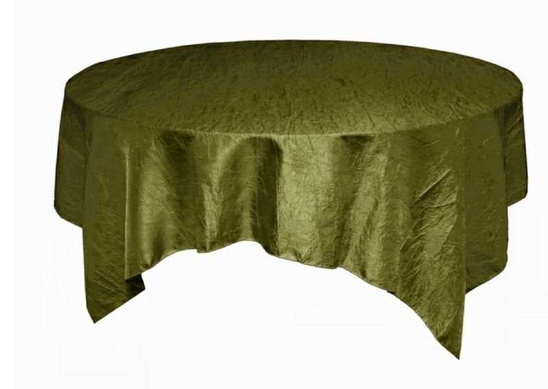 Image 1 of Willow Green Taffeta Crinkle Table Overlay Decorations 72 inches x 1