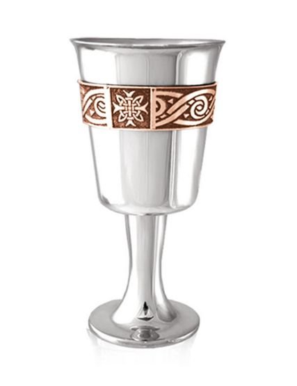 Image 1 of Celtic Knotworwk Rose Banded Bell 6.25 inch Stylish Pewter Goblet