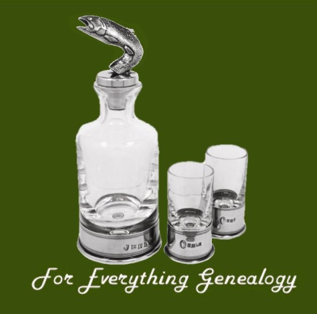 Image 0 of Salmon Themed Pewter Crystal Mini Decanter Shotglass Boxed Set