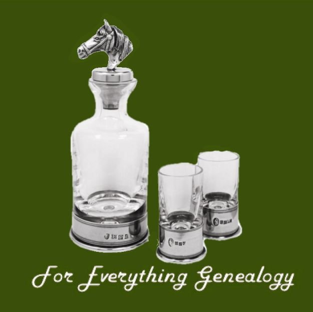 Image 0 of Horse Head Themed Pewter Crystal Mini Decanter Shotglass Boxed Set