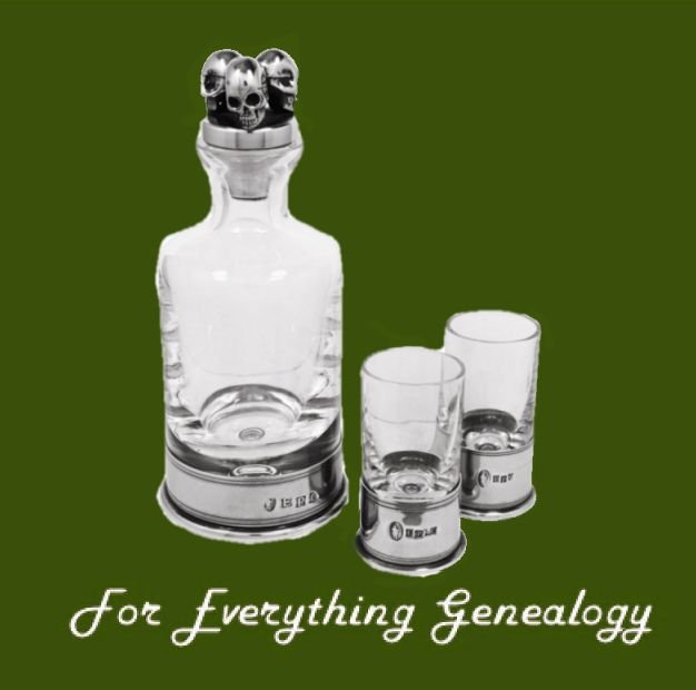 Image 0 of Poison Skulls Themed Pewter Crystal Mini Decanter Shotglass Boxed Set