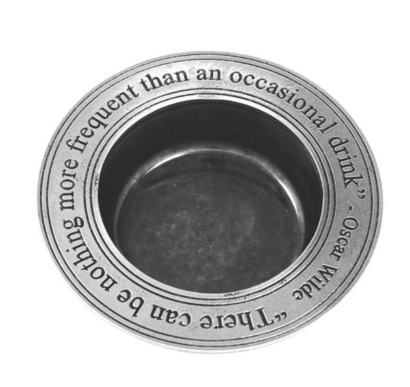 Image 1 of An Occasional Drink Philosophers Quote Stylish Pewter Wine Bottle Coaster 