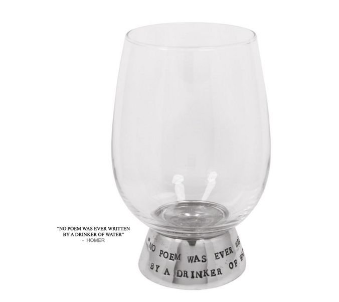 Image 1 of Drinker Of Water Philosophers Quote Stylish Pewter Accent Wine Glass